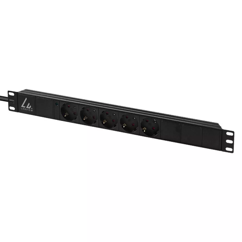 Lanview distributore di alimentazione per rack 19 pollici 1U 10A, 5x Schuko (LVR-3MSCH-LIC-SCH5)