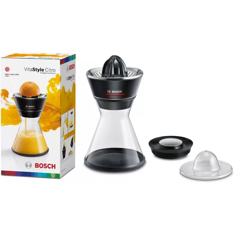 Spremiagrumi Bosch MCP72GPB — spremiagrumi elettrico, acciaio inox, contenitore del succo 1 litro, nero