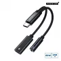 Microconnect MC-USBC-AUDIOCF adattatore da USB-C a USB-C PD e audio da 3,5 mm, 13 cm, argento