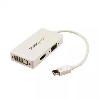 StarTech.com Adattatore A/V da viaggio: convertitore 3-in-1 Mini DisplayPort a VGA DVI o HDMI - Bianco