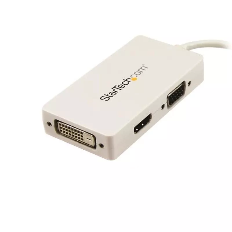 StarTech.com Adattatore A/V da viaggio: convertitore 3-in-1 Mini DisplayPort a VGA DVI o HDMI - Bianco