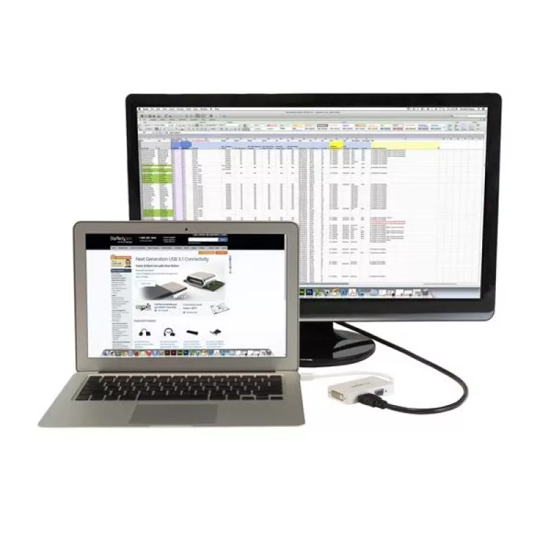 StarTech.com Adattatore A/V da viaggio: convertitore 3-in-1 Mini DisplayPort a VGA DVI o HDMI - Bianco