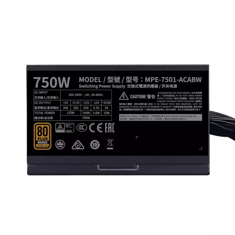 Alimentatore Cooler Master MWE 750 Bronze 750 W