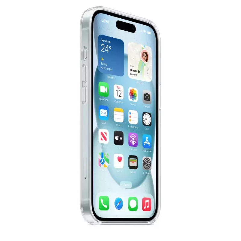 Custodia protettiva per iPhone 15 di Apple, MagSafe, trasparente, PC, per 6,1 pollici
