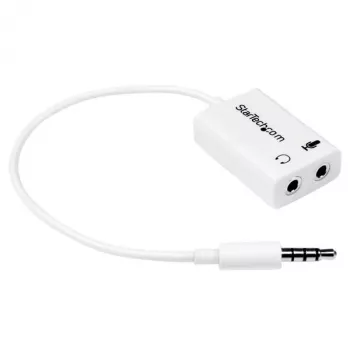 StarTech.com adattatore bianco per cuffie con connettori separati cuffie/microfono – 3,5 mm 4 poli su 2x 3 poli 3,5 mm M/F