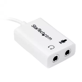 StarTech.com adattatore bianco per cuffie con connettori separati cuffie/microfono – 3,5 mm 4 poli su 2x 3 poli 3,5 mm M/F