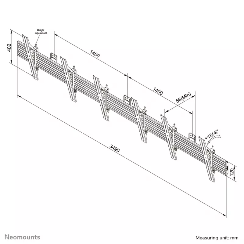 Supporto a parete per menuboard Neomounts NMPRO-WMB3 32-55 pollici - inclinabile