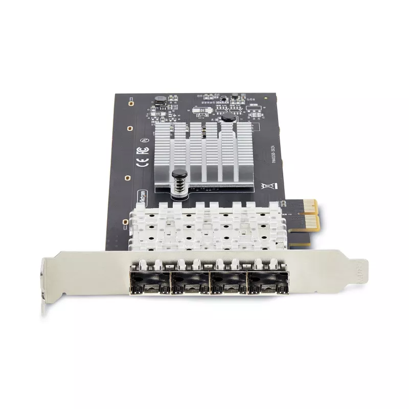 StarTech.com Scheda di rete 4 porte GbE SFP, PCIe 2.0 x2 (compatibile x4, x8, x16), controller Intel I350-AM4 4x 1GbE, 1000BASE rame/fibra, NIC Gigabit Ethernet quad-port desktop/server - Windows e Linux