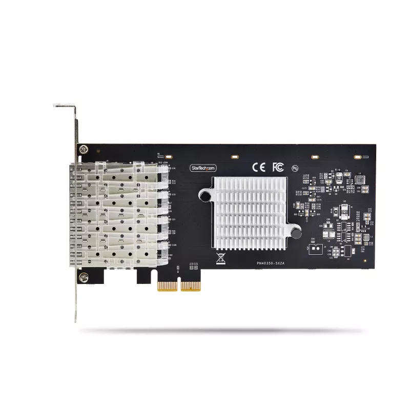 StarTech.com Scheda di rete 4 porte GbE SFP, PCIe 2.0 x2 (compatibile x4, x8, x16), controller Intel I350-AM4 4x 1GbE, 1000BASE rame/fibra, NIC Gigabit Ethernet quad-port desktop/server - Windows e Linux