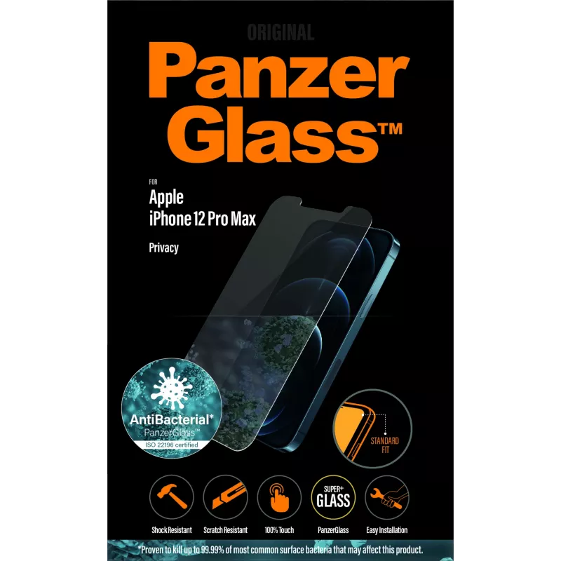 PanzerGlass Original P2709 protezione schermo privacy per Apple iPhone 12 Pro Max, vestibilità standard