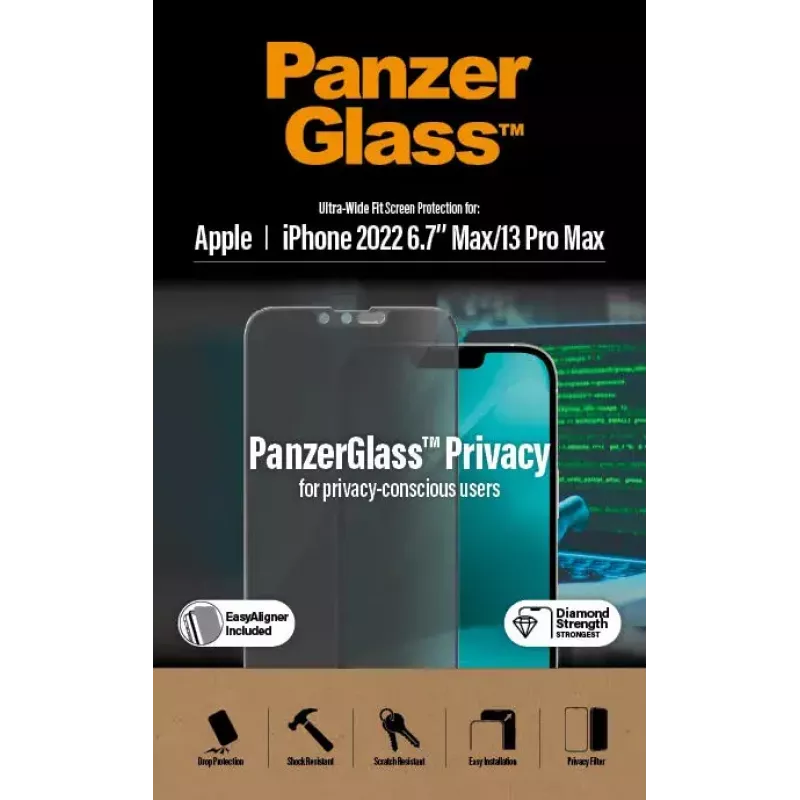 PanzerGlass ® protezione display privacy iPhone 14 Plus | 13 Pro Max | Ultra-Wide Fit con EasyAligner