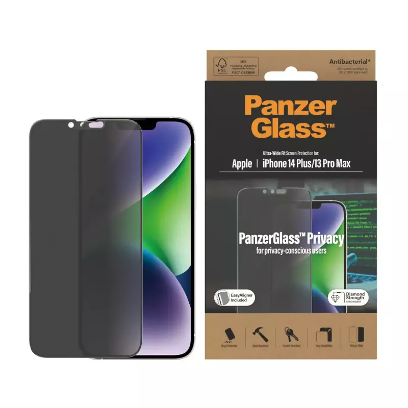 PanzerGlass ® protezione display privacy iPhone 14 Plus | 13 Pro Max | Ultra-Wide Fit con EasyAligner
