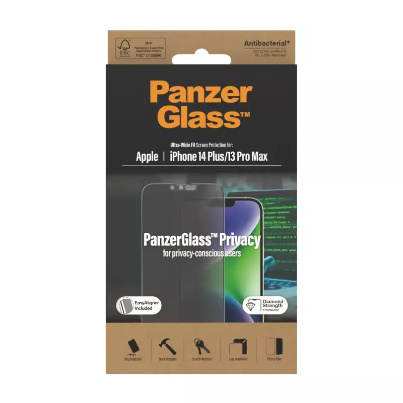 PanzerGlass ® protezione display privacy iPhone 14 Plus | 13 Pro Max | Ultra-Wide Fit con EasyAligner