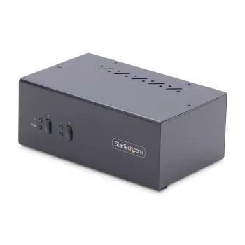 StarTech.com switch KVM DisplayPort 2 porte dual-monitor, 4K 60Hz, 2 porte hub USB 5Gbps, 2 porte USB 2.0 HID, commutazione hotkey e pulsante, conforme TAA – livello di protezione ESD 3