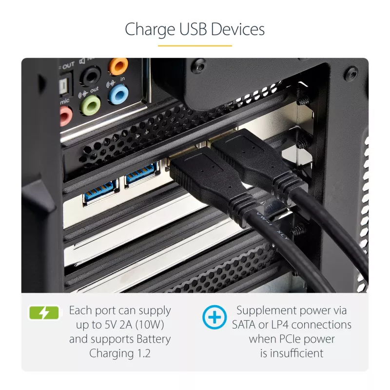StarTech.com scheda PCIe USB 4 porte, USB 3.2 5 Gbit/s, scheda di espansione PCI Express con 4 controller USB indipendenti, 4 porte USB-A, Windows/macOS/Linux