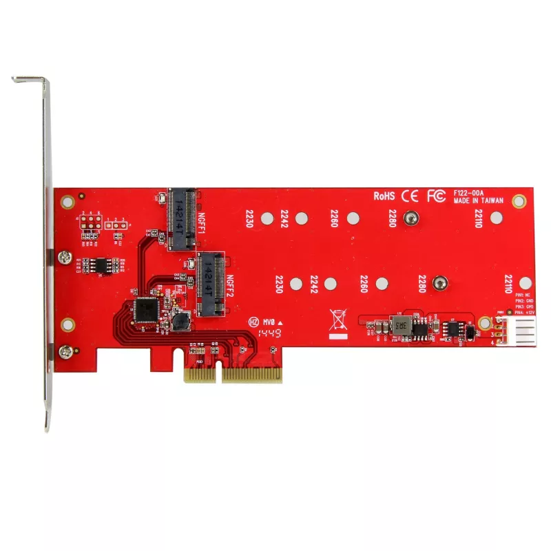 StarTech.com scheda controller 2x M.2 SATA SSD – PCIe, PCIe, M.2, full-height / low-profile, PCI 2.0, rosso, CE, FCC, TAA