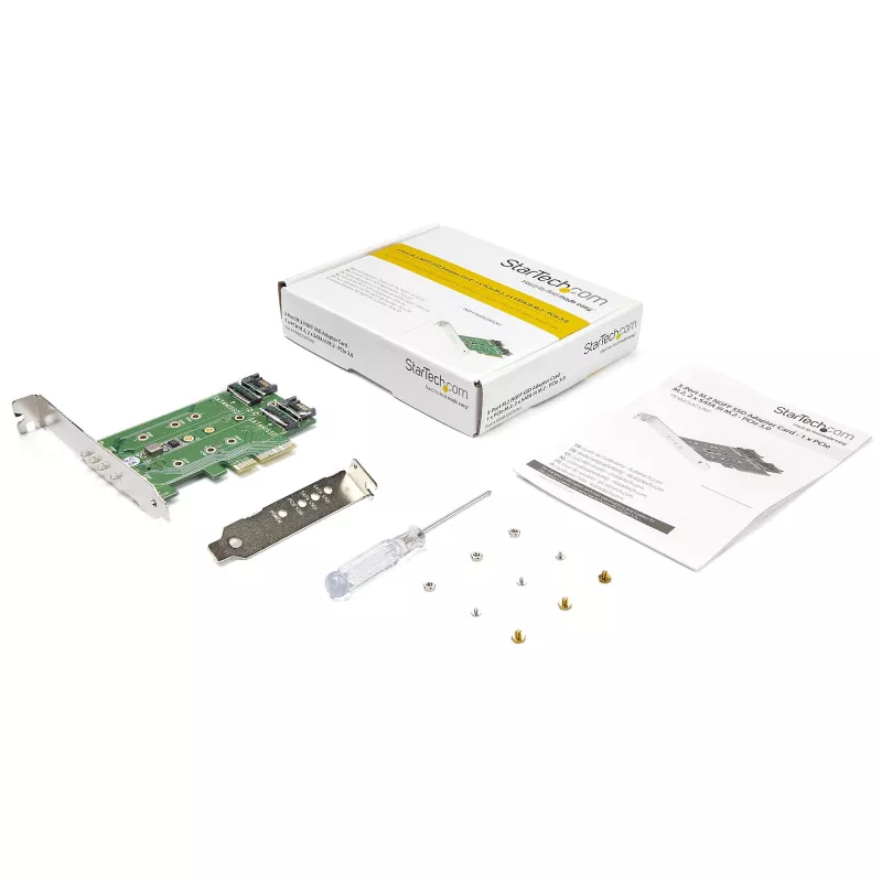 StarTech.com scheda adattatore 3 porte M.2 SSD (NGFF) – 1 x PCIe (NVMe) M.2, 2 x SATA III M.2 – PCIe 3.0