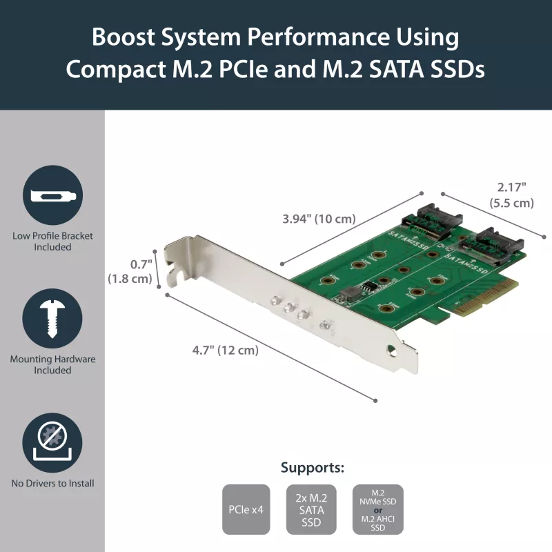 StarTech.com scheda adattatore 3 porte M.2 SSD (NGFF) – 1 x PCIe (NVMe) M.2, 2 x SATA III M.2 – PCIe 3.0