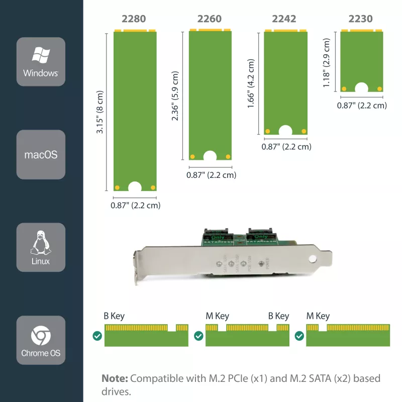 StarTech.com scheda adattatore 3 porte M.2 SSD (NGFF) – 1 x PCIe (NVMe) M.2, 2 x SATA III M.2 – PCIe 3.0