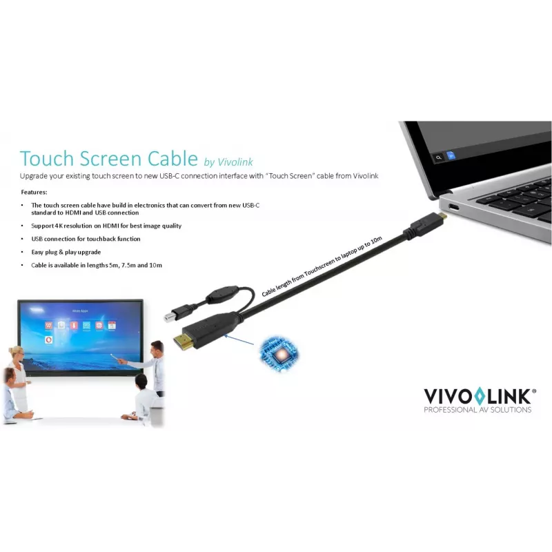 Cavo USB Vivolink PROUSBCHDMIUSBB7.5 USB 3.2 Gen 1 (3.1 Gen 1) 7,5 m USB-C nero