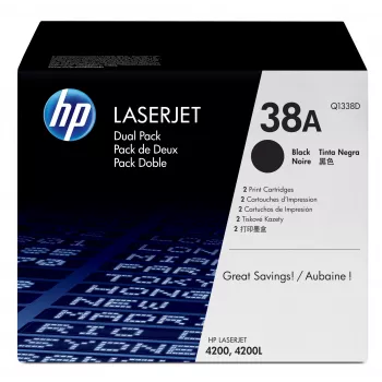 HP 38A confezione da 2 cartucce toner originali LaserJet nero Q1338D cartuccia toner 2 pz.