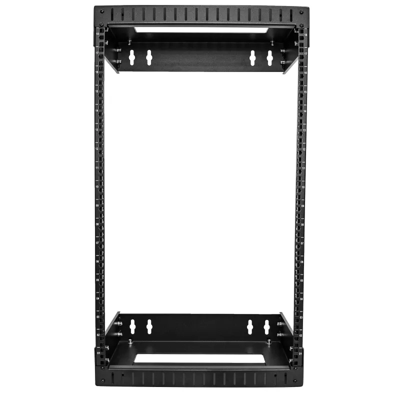 Rack di rete a parete StarTech.com 18U 19 pollici – profondità regolabile 12-20 pollici rack open frame a 2 montanti per sala server per AV/dati/IT/comunicazione/dispositivi informatici/switch con gabbie e viti