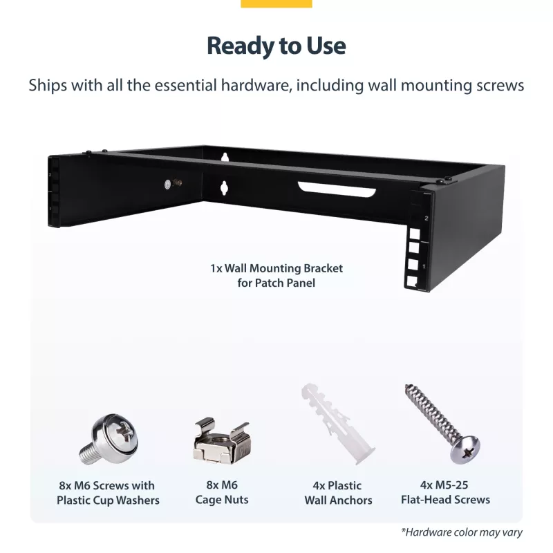 Armadio di rete a parete StarTech.com 2U – profondità 14 pollici (low profile) – supporto patch panel 19 pollici per server piatti, dispositivi IT, switch di rete – portata 35 kg, nero
