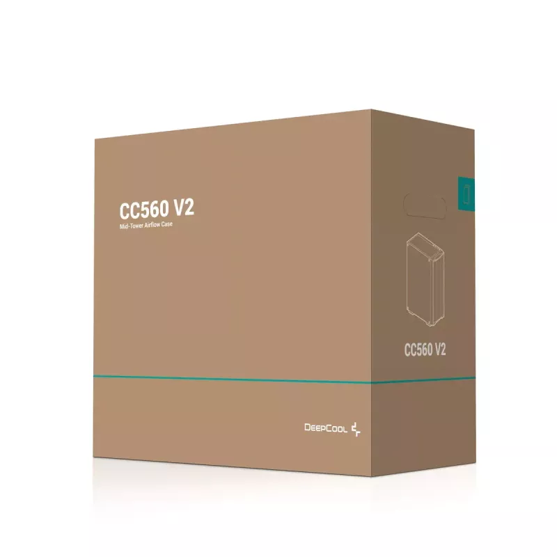 Case PC DeepCool CC560 V2 Midi Tower nero — ATX/microATX, vetro temperato, frontale RGB, radiatore frontale 360mm, GPU 370mm
