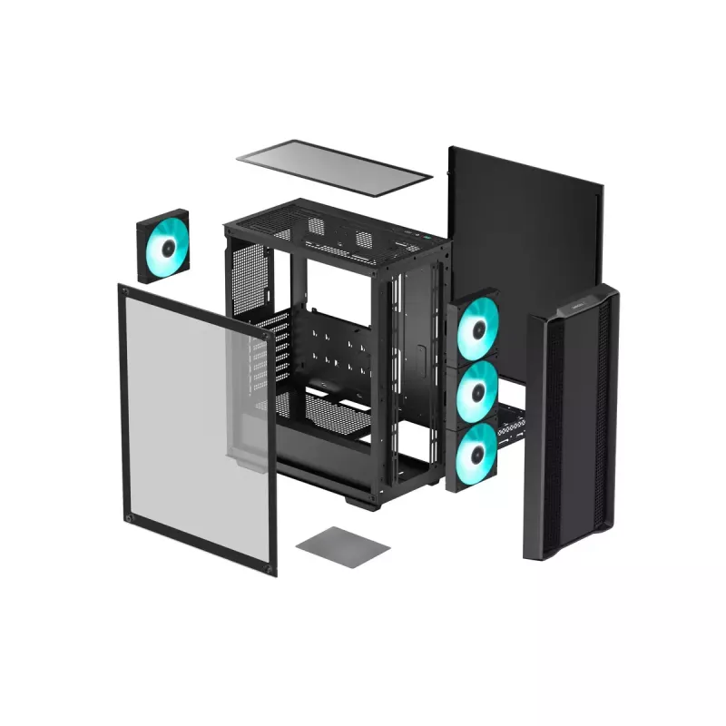 Case PC DeepCool CC560 V2 Midi Tower nero — ATX/microATX, vetro temperato, frontale RGB, radiatore frontale 360mm, GPU 370mm