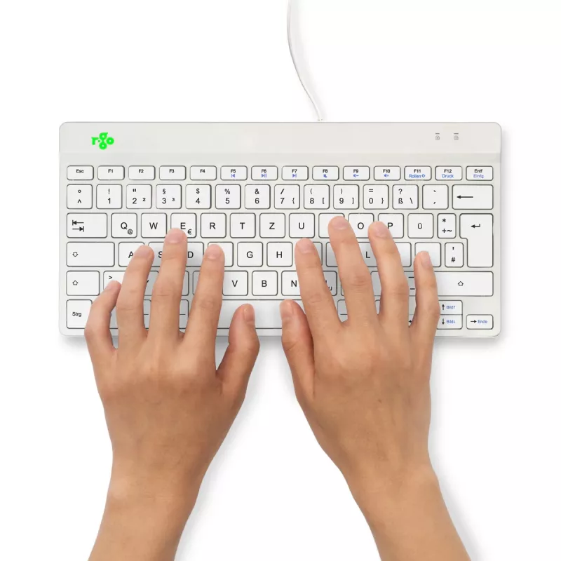 Tastiera ergonomica R-Go Tools R-Go Compact Break, tastiera compatta con software per le pause, QWERTZ (DE), con filo, bianco