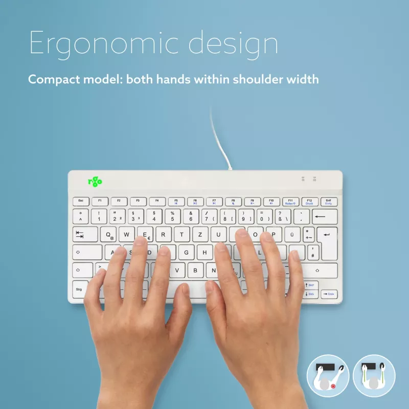 Tastiera ergonomica R-Go Tools R-Go Compact Break, tastiera compatta con software per le pause, QWERTZ (DE), con filo, bianco