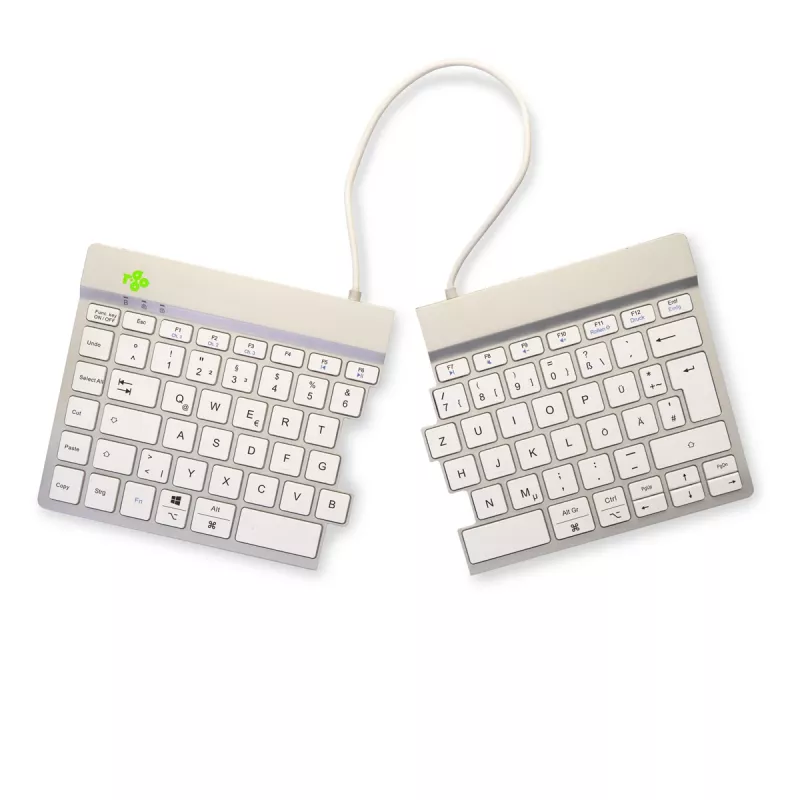 Tastiera ergonomica R-Go Tools R-Go Split Break con software per le pause, tastiera ergonomica divisa, QWERTZ (DE), Bluetooth, bianco