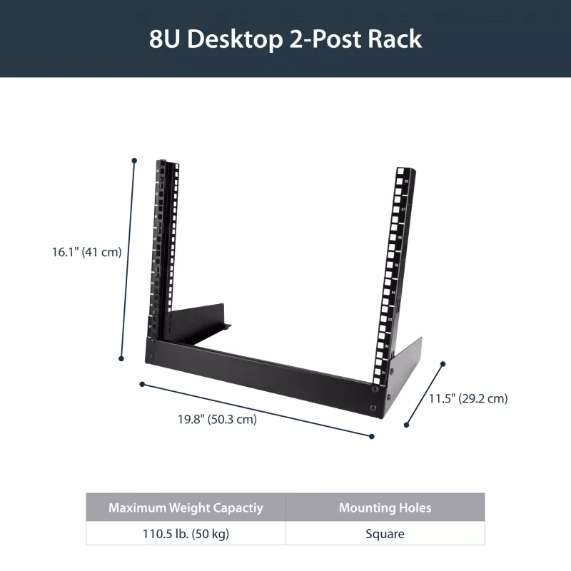 StarTech.com rack server desktop 8U a 2 montanti, piccolo rack per computer 19