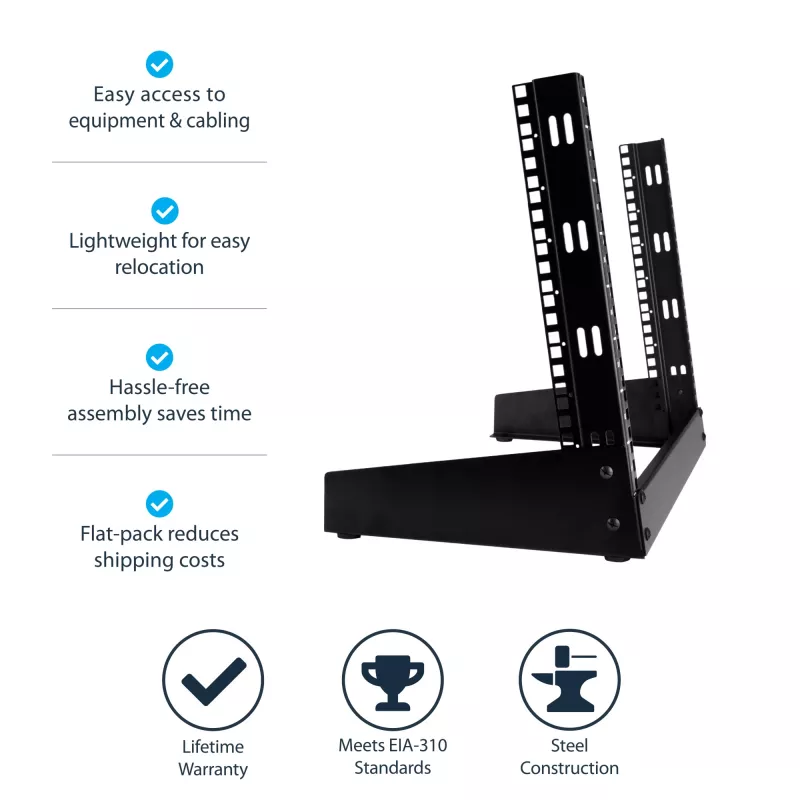 StarTech.com rack server desktop 8U a 2 montanti, piccolo rack per computer 19