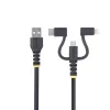 StarTech.com cavo di ricarica multiplo USB robusto 1m, USB a Lightning/Micro-USB/Type-C, certificato Apple MFi, guaina in aramide, cavo di ricarica USB 3-in-1 universale per iPhone/iPad/Android