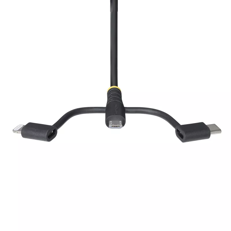StarTech.com cavo di ricarica multiplo USB robusto 1m, USB a Lightning/Micro-USB/Type-C, certificato Apple MFi, guaina in aramide, cavo di ricarica USB 3-in-1 universale per iPhone/iPad/Android