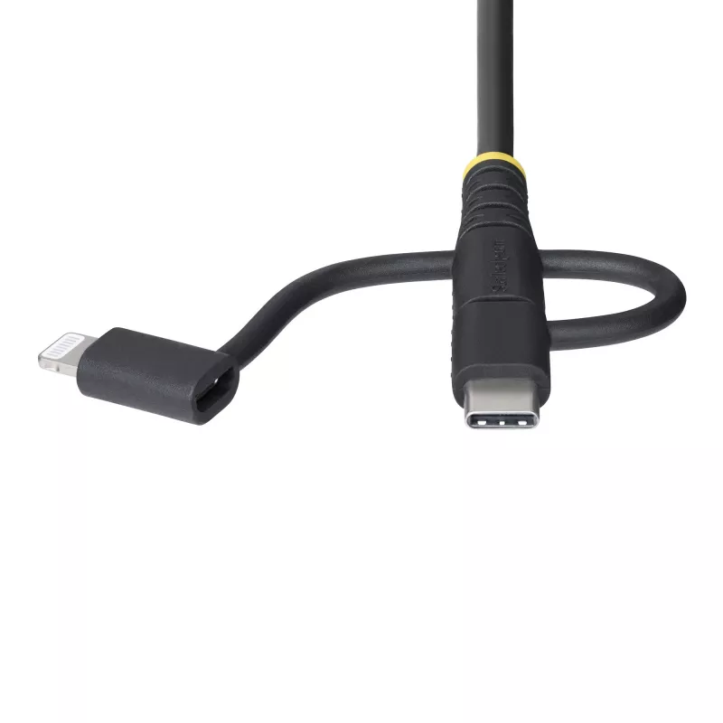 StarTech.com cavo di ricarica multiplo USB robusto 1m, USB a Lightning/Micro-USB/Type-C, certificato Apple MFi, guaina in aramide, cavo di ricarica USB 3-in-1 universale per iPhone/iPad/Android