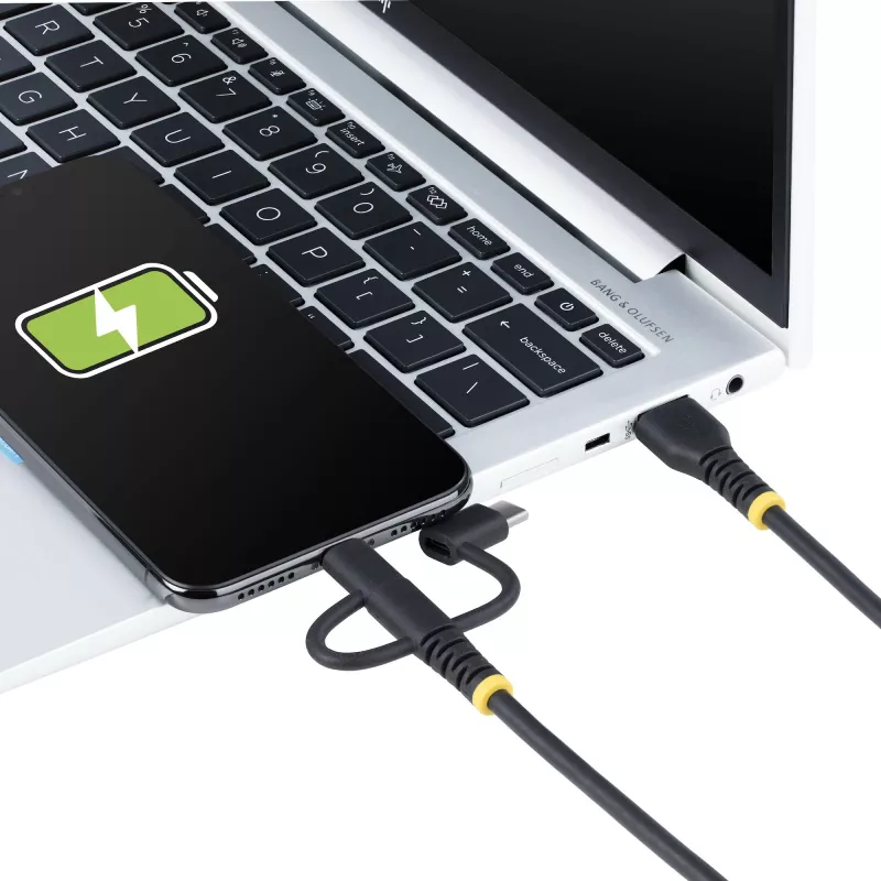StarTech.com cavo di ricarica multiplo USB robusto 1m, USB a Lightning/Micro-USB/Type-C, certificato Apple MFi, guaina in aramide, cavo di ricarica USB 3-in-1 universale per iPhone/iPad/Android