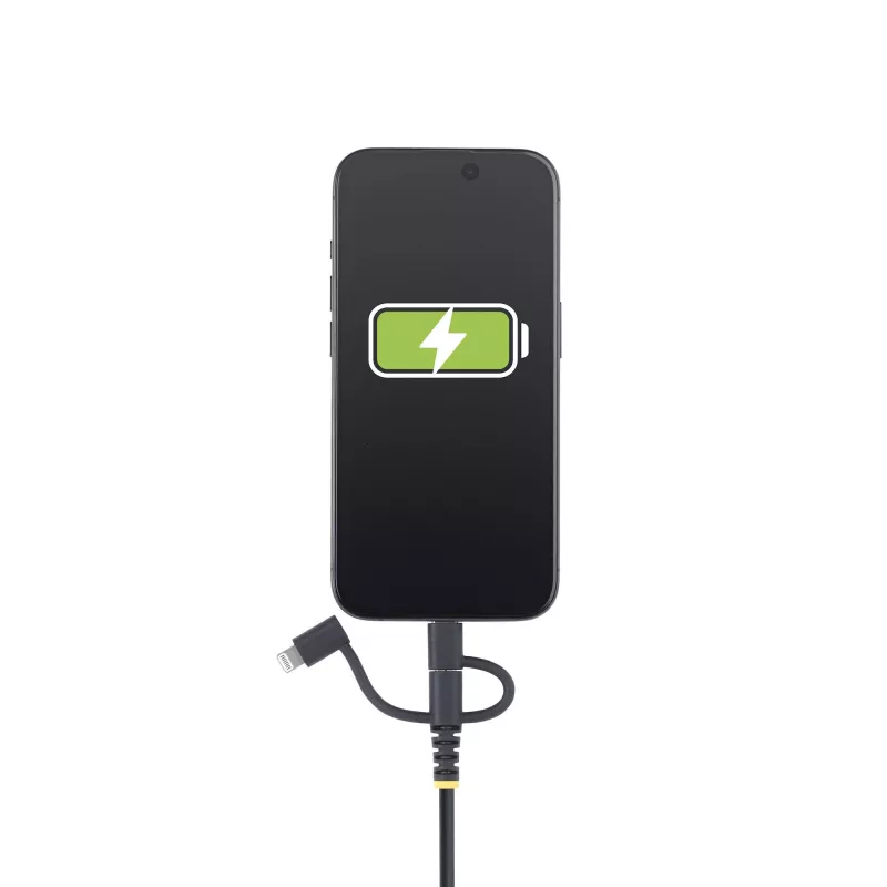 StarTech.com cavo di ricarica multiplo USB robusto 1m, USB a Lightning/Micro-USB/Type-C, certificato Apple MFi, guaina in aramide, cavo di ricarica USB 3-in-1 universale per iPhone/iPad/Android
