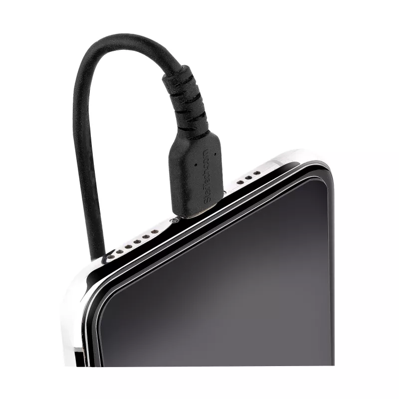 Cavo USB a Lightning StarTech.com 1 m (3 ft), certificato MFi, cavo di ricarica iPhone a spirale, nero, guaina TPE resistente in fibra aramidica, robusto cavo a spirale Lightning