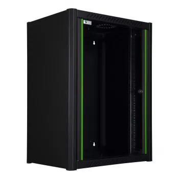 Rack a parete LOGON RWM16U45BL 16U nero con serratura a chiave e gestione cavi