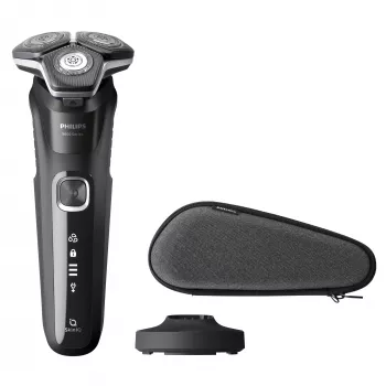 Rasoio elettrico rotativo Philips Series 5000 S5898/35 — 3 testine, bagnato e asciutto, lame SteelPrecision, 60 min senza fili