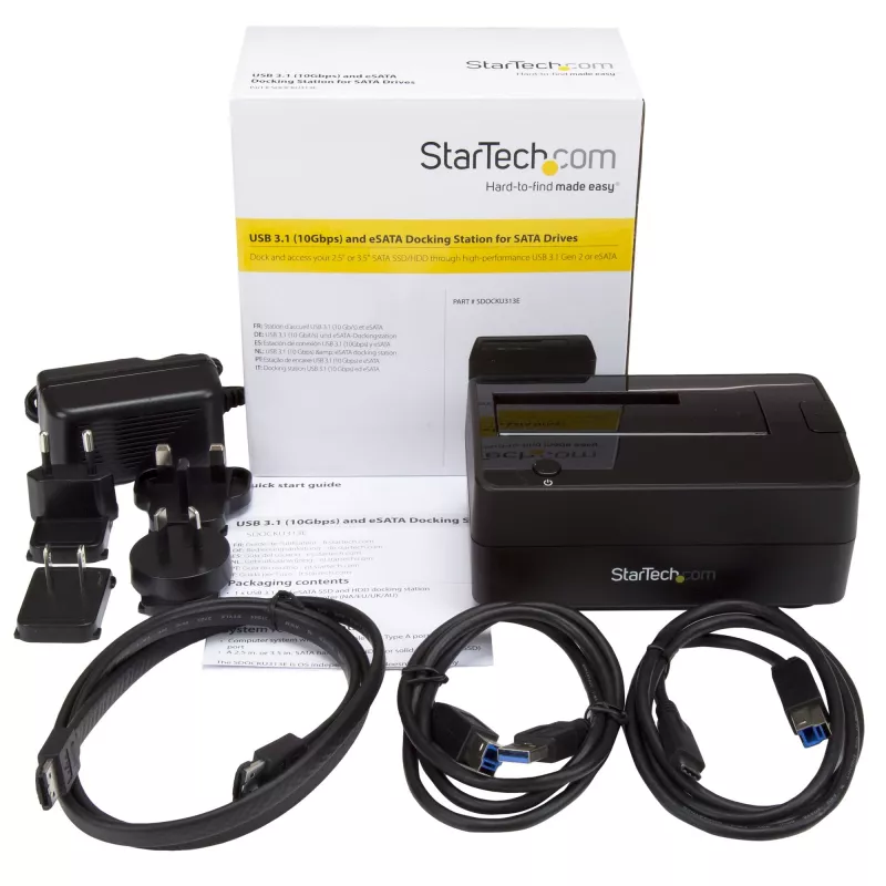 Docking station per HDD StarTech.com Single Bay USB 3.1 / eSATA to SATA, dock per HDD USB 3.1 (10 Gbit/s), docking station esterna per HDD/SSD SATA III 2.5/3.5 pollici, vano HDD a caricamento dall'alto