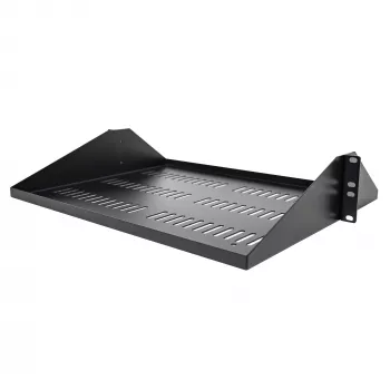 StarTech.com ripiano per rack server 2U, mensola universale ventilata a montaggio centrale per armadio di rete 19 pollici, acciaio robusto, portata 91 kg, profondità 356 mm, nero