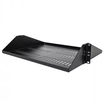 StarTech.com ripiano per rack server 2U, mensola universale ventilata a montaggio centrale per armadio di rete 19 pollici, acciaio robusto, portata 91 kg, profondità 356 mm, nero
