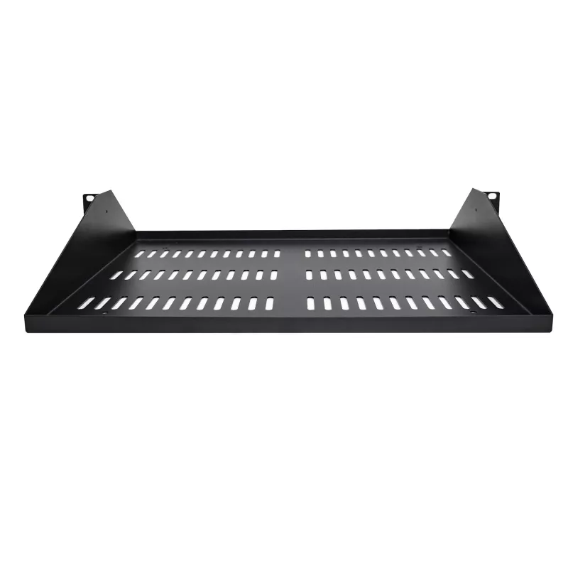 StarTech.com ripiano per rack server 2U, mensola universale ventilata a montaggio centrale per armadio di rete 19 pollici, acciaio robusto, portata 91 kg, profondità 356 mm, nero