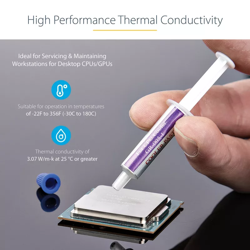 StarTech.com pasta termica, confezione da 5 siringhe richiudibili (1,5 g ciascuna), composto a base di ossido metallico, pasta termica per dissipatore CPU