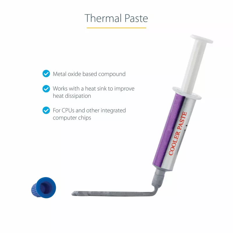 StarTech.com pasta termica, composto a base di ossido metallico, siringa richiudibile (1,5 g), pasta termica per dissipatore CPU