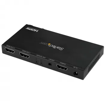 StarTech.com splitter HDMI 2 porte (1x2) – splitter audio-video HDMI 2.0 4K 60Hz UHD con scaler ed estrattore audio (3,5 mm/SPDIF) – splitter HDMI doppio (1 ingresso 2 uscite) – copia EDID – TV/proiettore