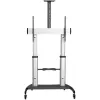 StarTech.com STNDMTV100 supporto TV mobile, carrello TV per impieghi gravosi per display da 60-100 pollici (100 kg / 220 lb), altezza regolabile 1200-1700 mm, VESA da 200x200 a 1000x600, con ripiano, nero/argento
